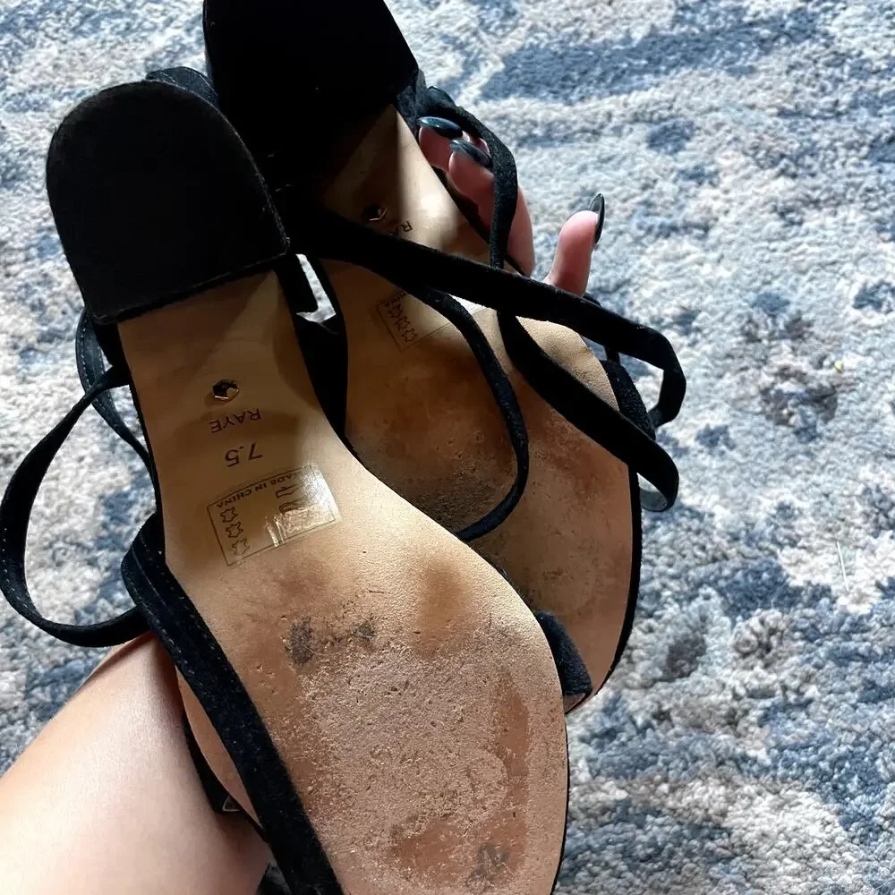 RAYE Lulu Black Suede Lace-Up Heels‎ - Size 7.5